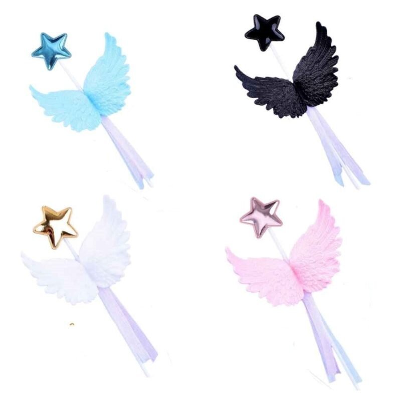 Angel Wings With Star Cake Topper Girls Happy Birthday - Image 2