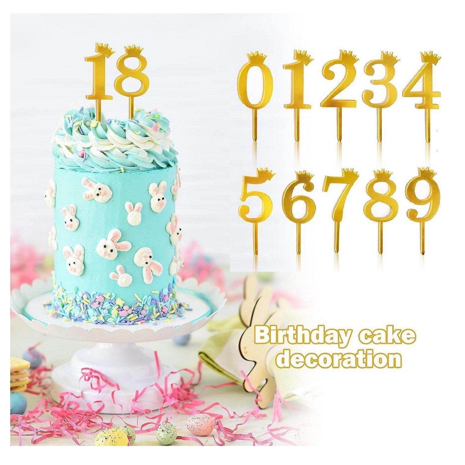 thumbnail image 2 of Gold Acrylic Number 1 Cake Topper – 11cm Tall – Happy Birthday Anniversary 2 of 6