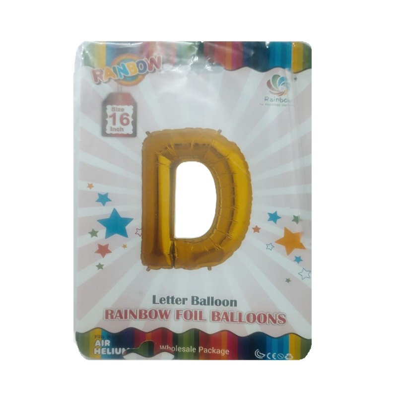 Golden D Letter Alphabet Foil Balloon