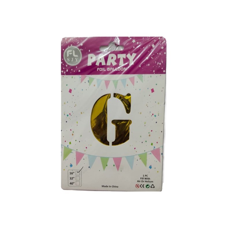 Golden G Letter Alphabet Foil Balloon