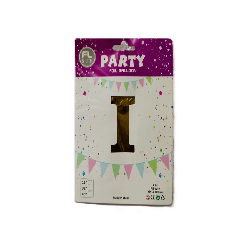 Golden I Letter Alphabet Foil Balloon