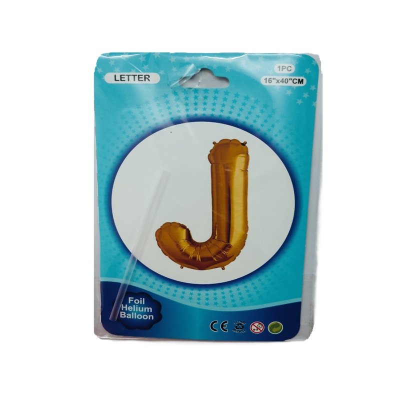 Golden J Letter Alphabet Foil Balloon