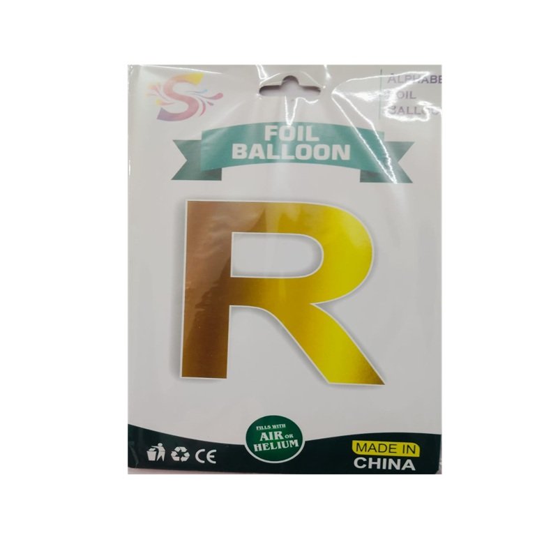 Golden R Letter Alphabet Foil Balloon