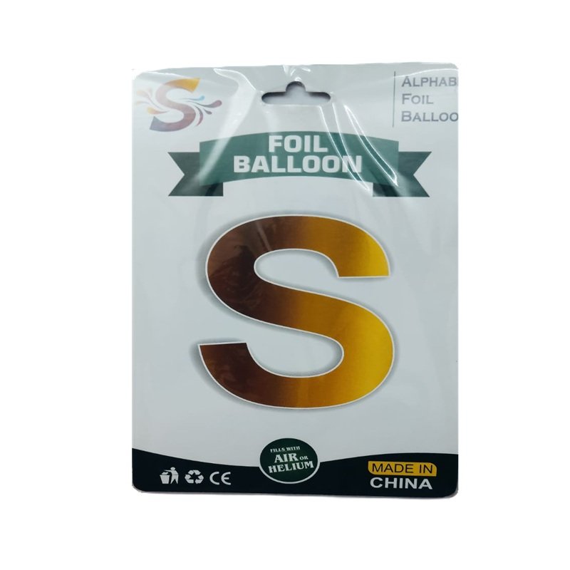 Golden S Letter Alphabet Foil Balloon