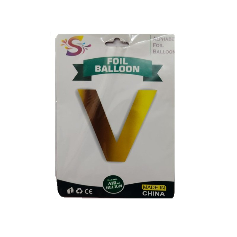 Golden V Letter Alphabet Foil Balloon