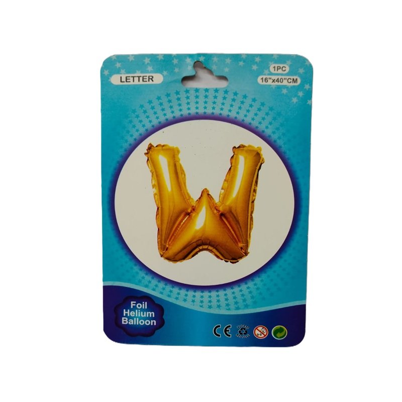 Golden W Letter Alphabet Foil Balloon