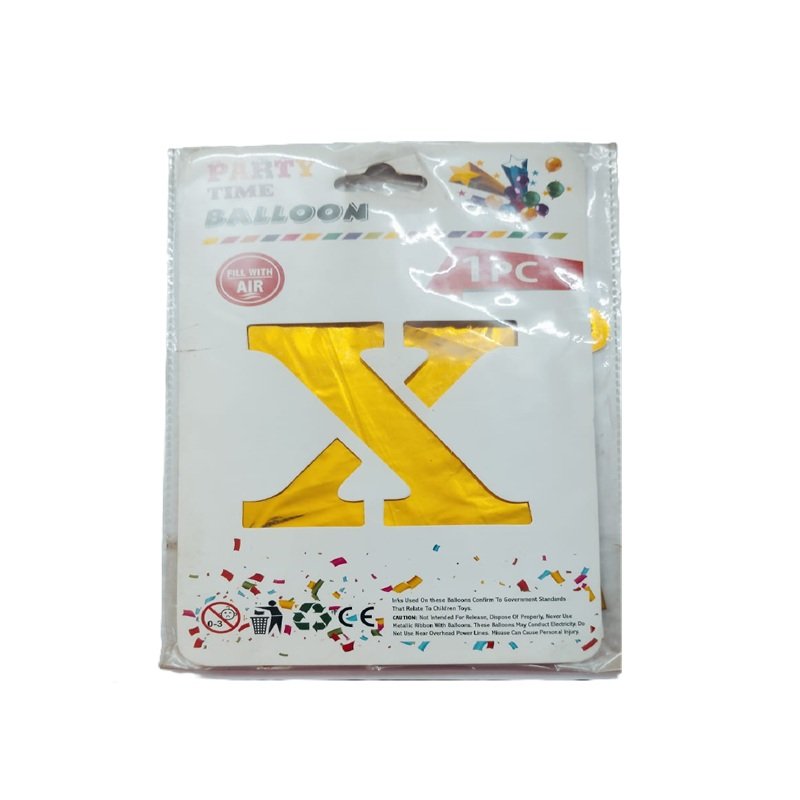 Golden X Letter Alphabet Foil Balloon