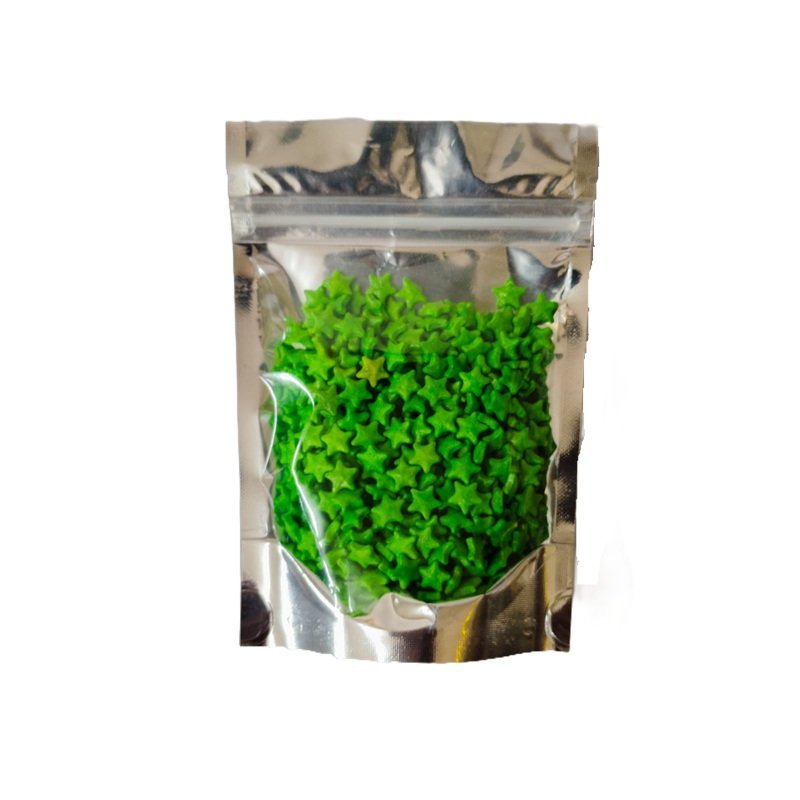 Green Colored Star Shaped Sprinkles
