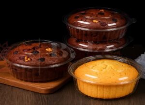 Plum Cake Cookies Packaging Container Box Round made with foodgrade pvc metereal you can pack plum cakes, teatime cakes ,pastries bento mini cakes ,Donuts and fruits and snacks