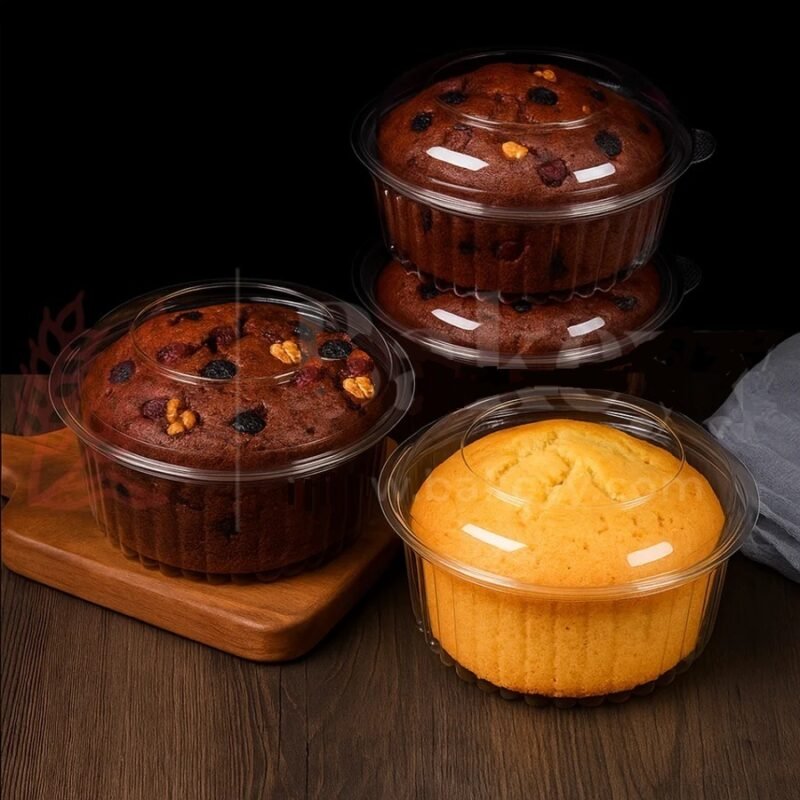 Plum Cake Cookies Packaging Container Box Round made with foodgrade pvc metereal you can pack plum cakes, teatime cakes ,pastries bento mini cakes ,Donuts and fruits and snacks